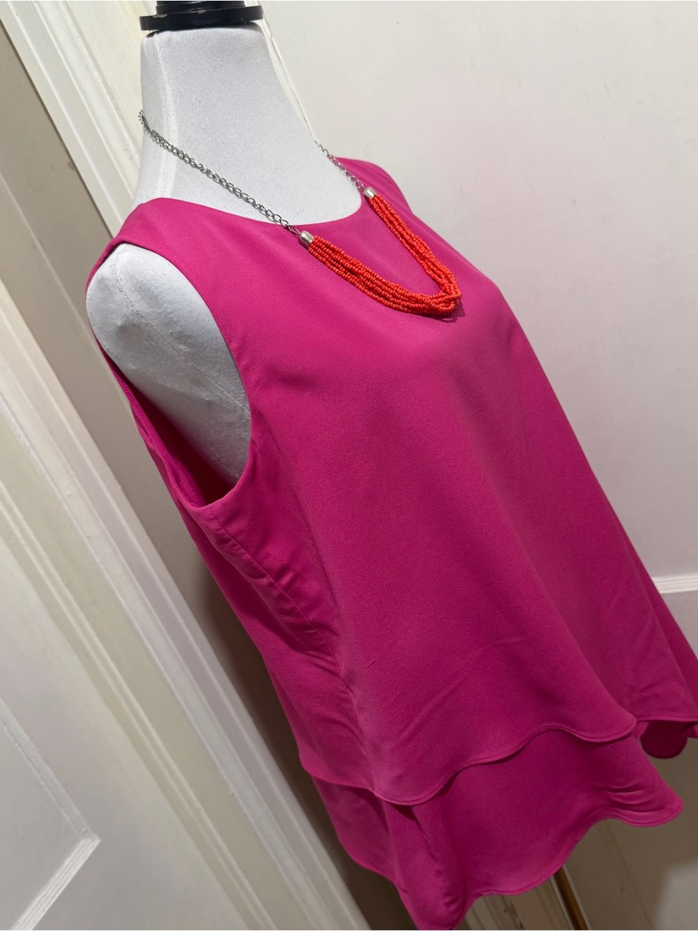 Bisou Bisou Fuchsia Layered Sleeveless Tank